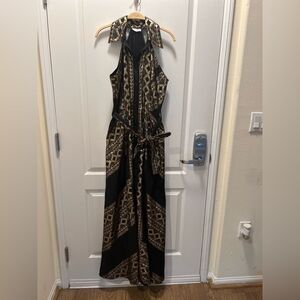 Lace the Label Black Collared Metallic Jacquard Maxi dress with embroidery S NWT